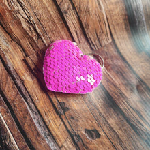Load image into Gallery viewer, Padded sequin heart keyring