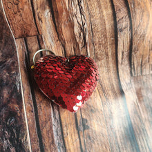 Load image into Gallery viewer, Padded sequin heart keyring
