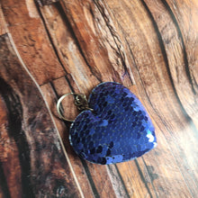 Load image into Gallery viewer, Padded sequin heart keyring