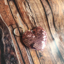Load image into Gallery viewer, Padded sequin heart keyring