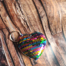Load image into Gallery viewer, Padded sequin heart keyring