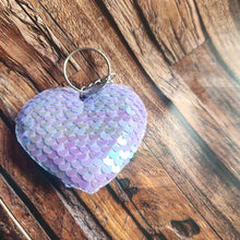 Load image into Gallery viewer, Padded sequin heart keyring