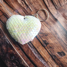 Load image into Gallery viewer, Padded sequin heart keyring