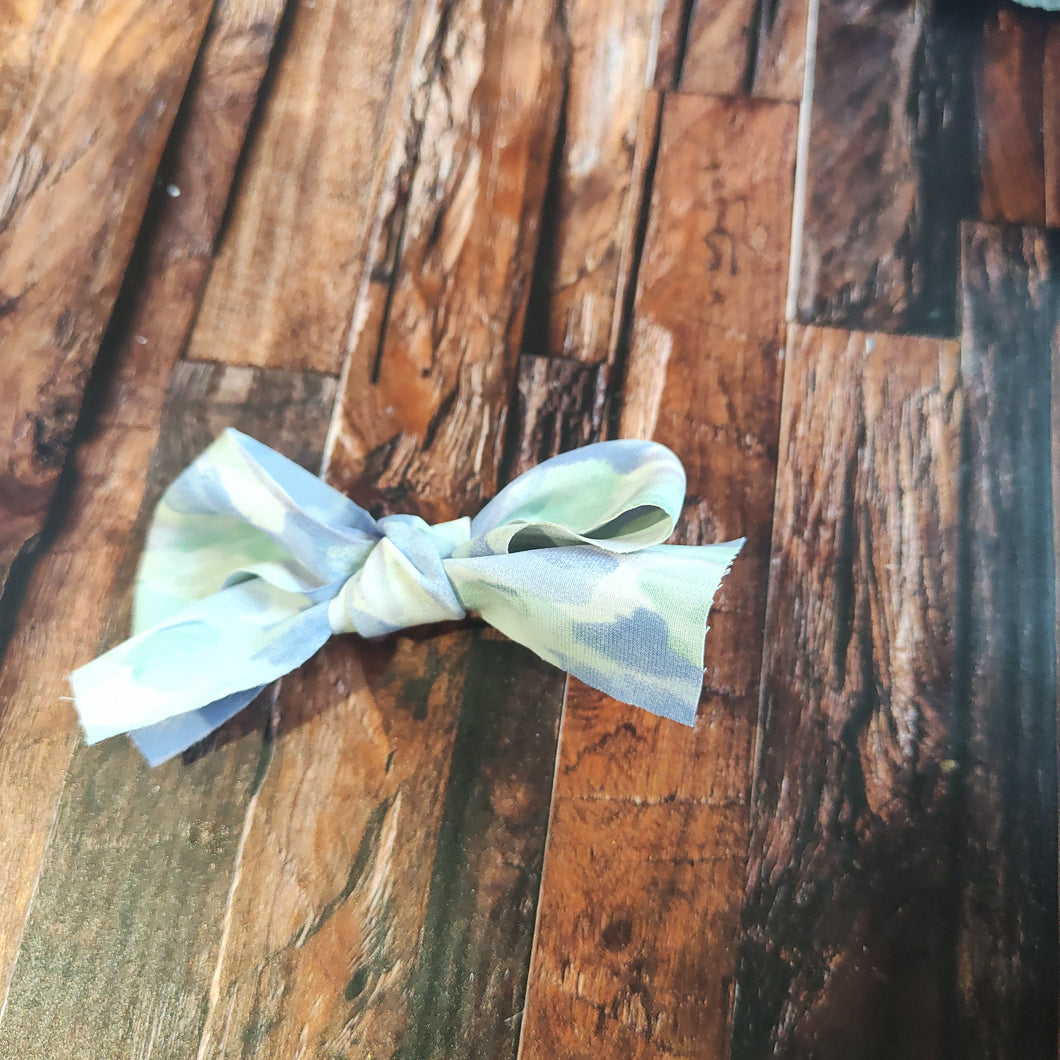 blue hand tied bow