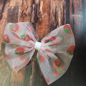 Strawberry tulle bow
