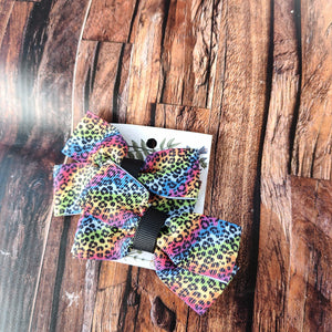 Leopard print pigtail bows