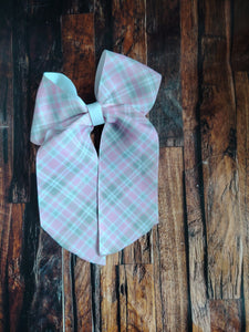 Midi pink tartan cheer bow