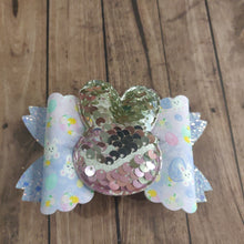 Load image into Gallery viewer, Easter Bunny Hair Bow With A Padded Colour Change Sequin Centre
