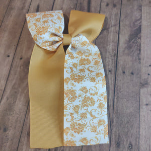 gold floral ribbon cheer style bow