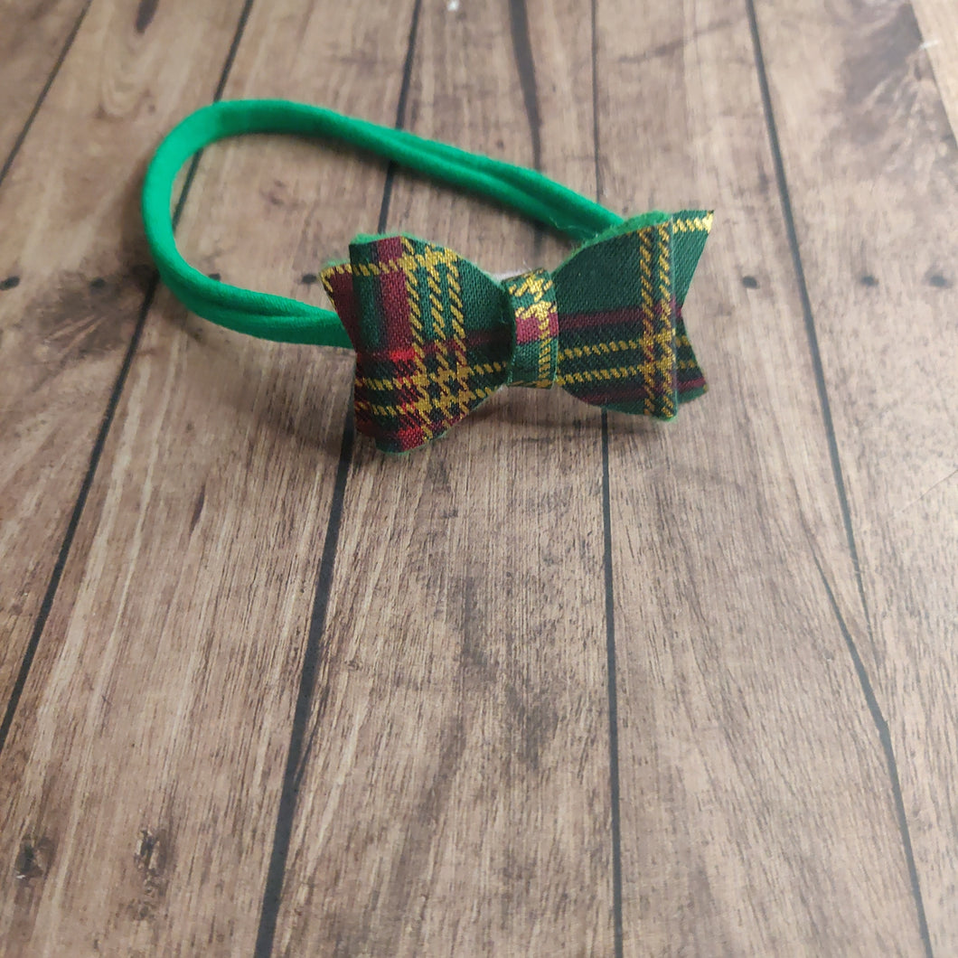 Green tartan headband