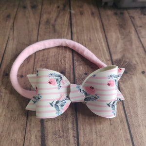 pink and white floral headband