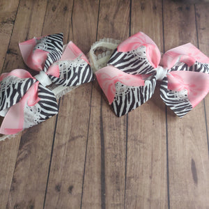 Pink Bow & Zebra Print headband