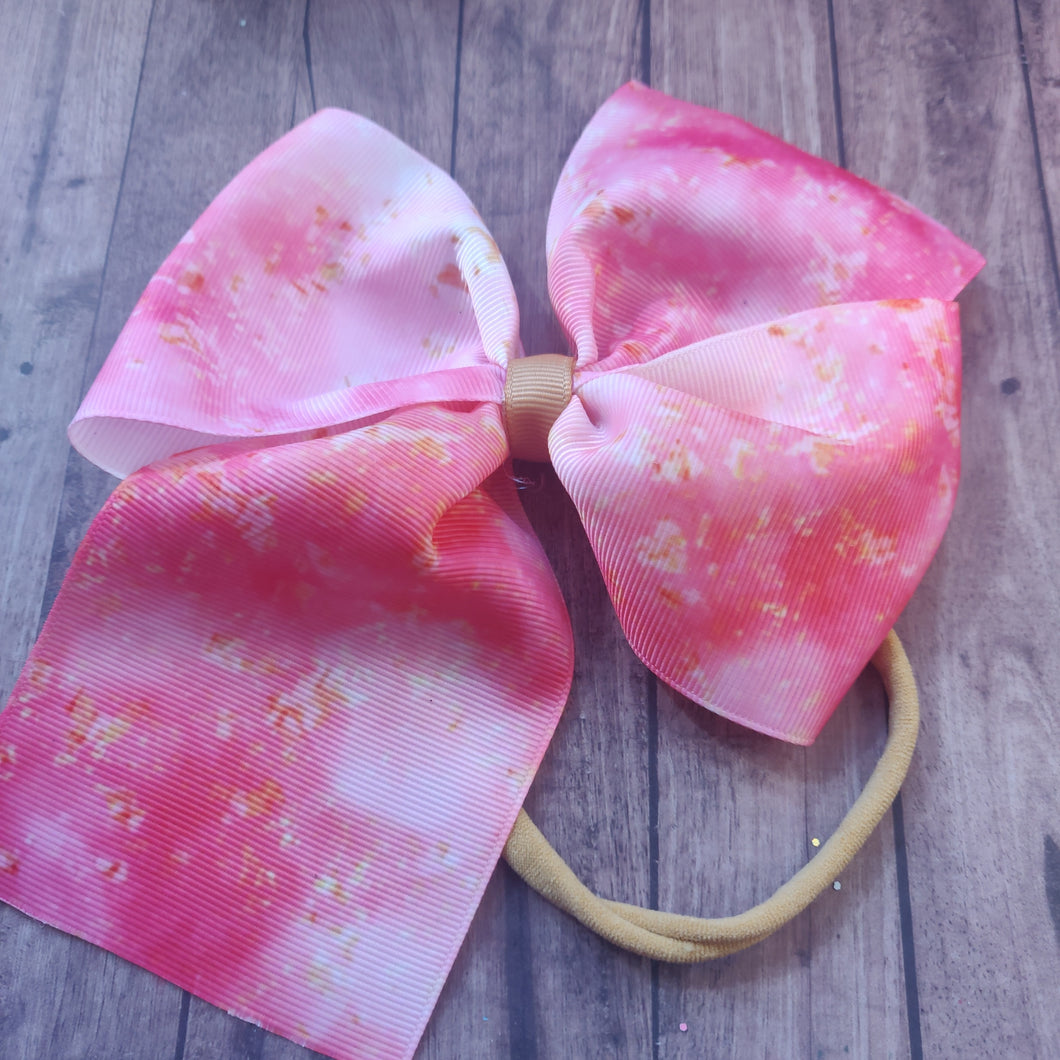 pink and gold headband bow