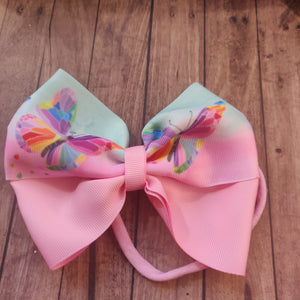 pink butterfly headband bow