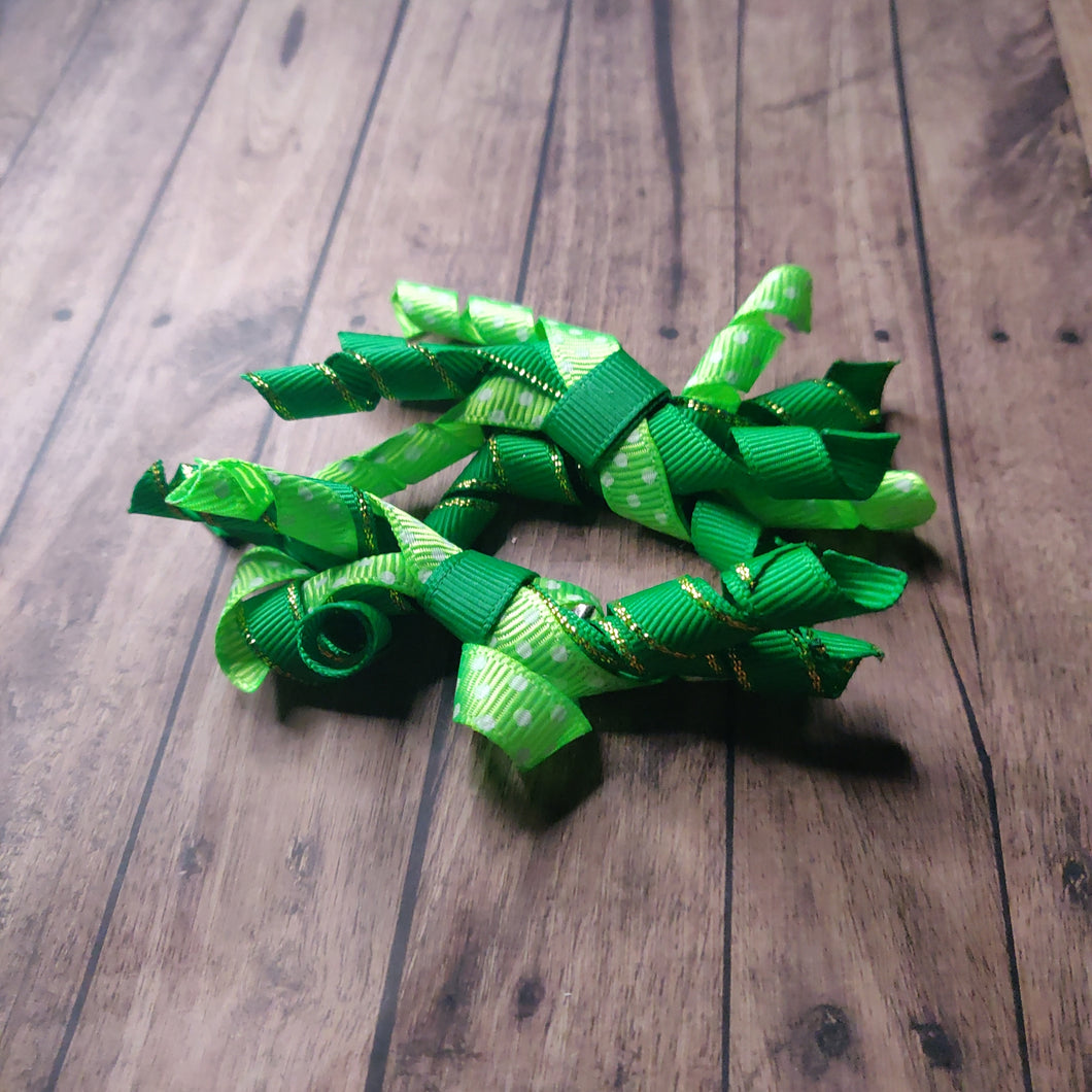 green korker bow clip set