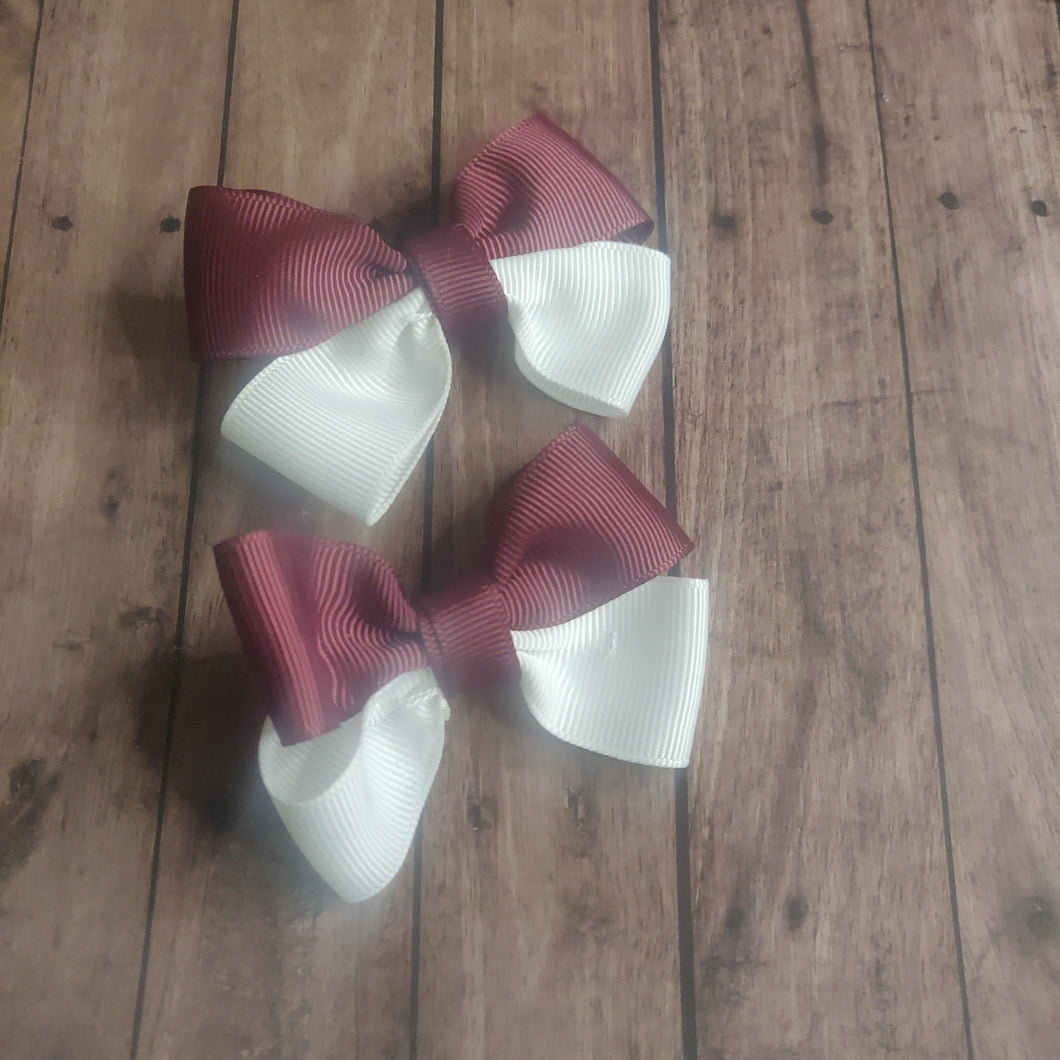 Maroon and white pigtail set