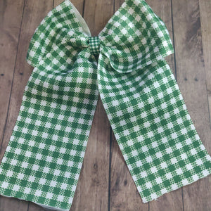 green gingham cheer bow