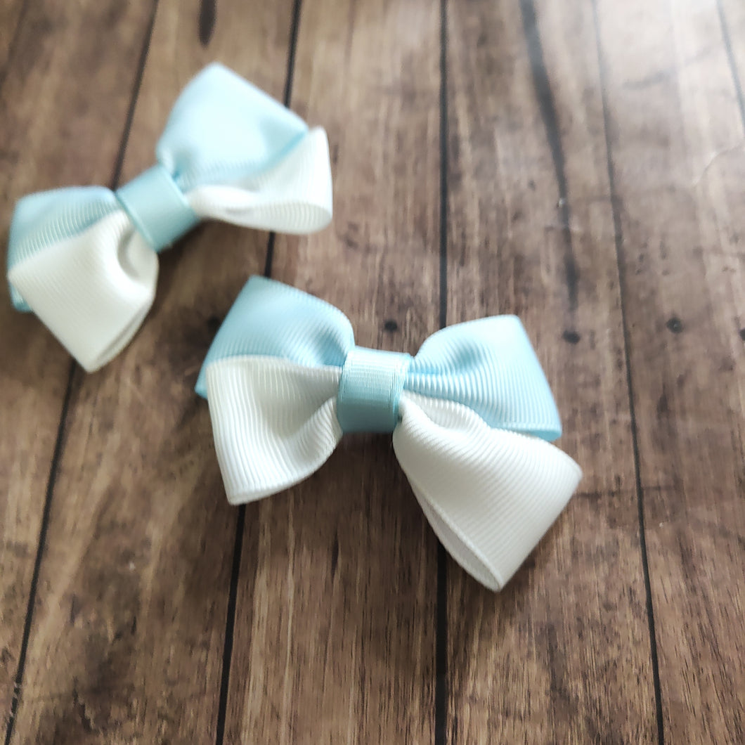 light blue and white pigtail set