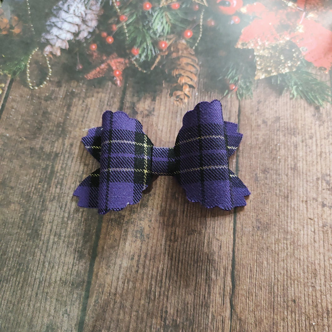 purple tartan bow