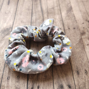 grey floral scrunchie