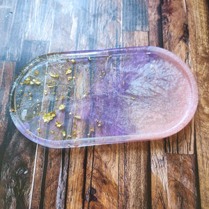 pink, purple and gold resin tray