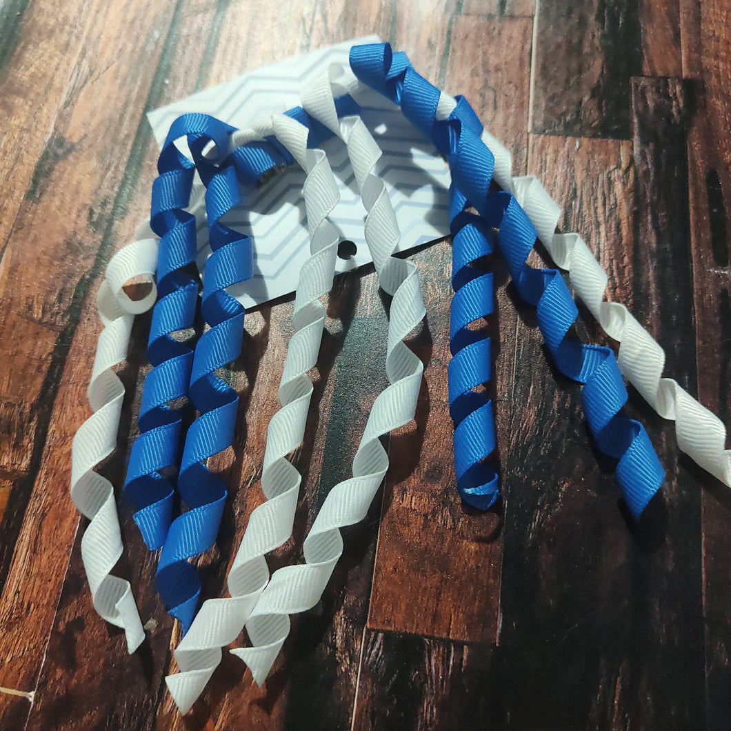 royal blue amd white korker bow
