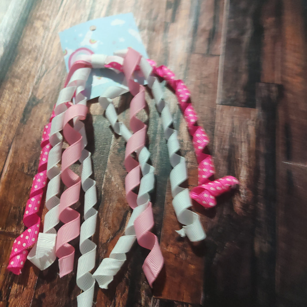 pink and white korker bow