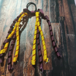 maroon and yellow bobble korker bow