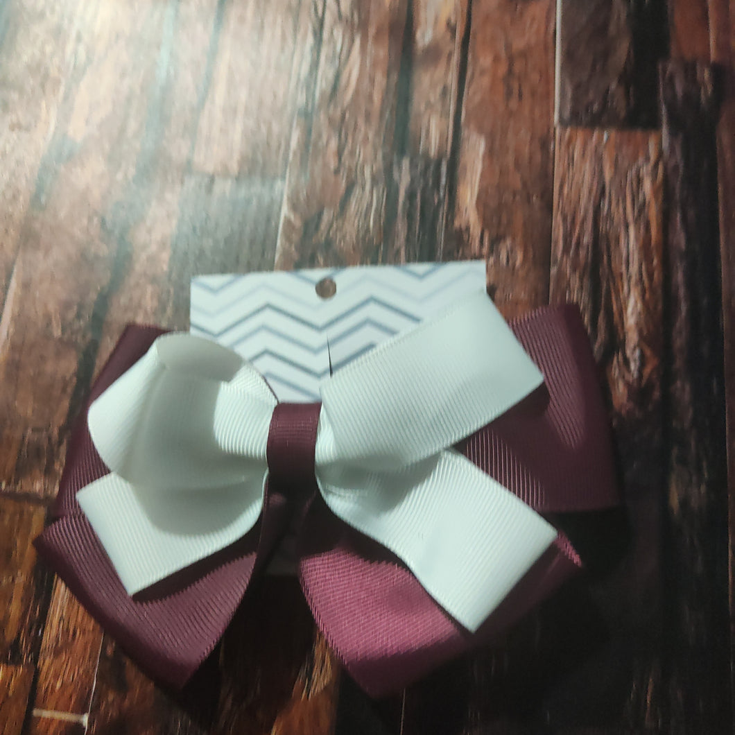 maroon and white boutique bow