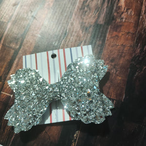 silver glitter bow
